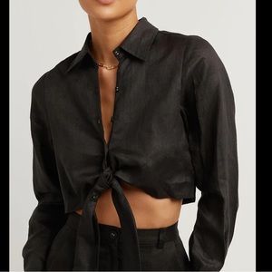 NWOT DISSH NICKERSON BLACK LINEN TIE SHIRT